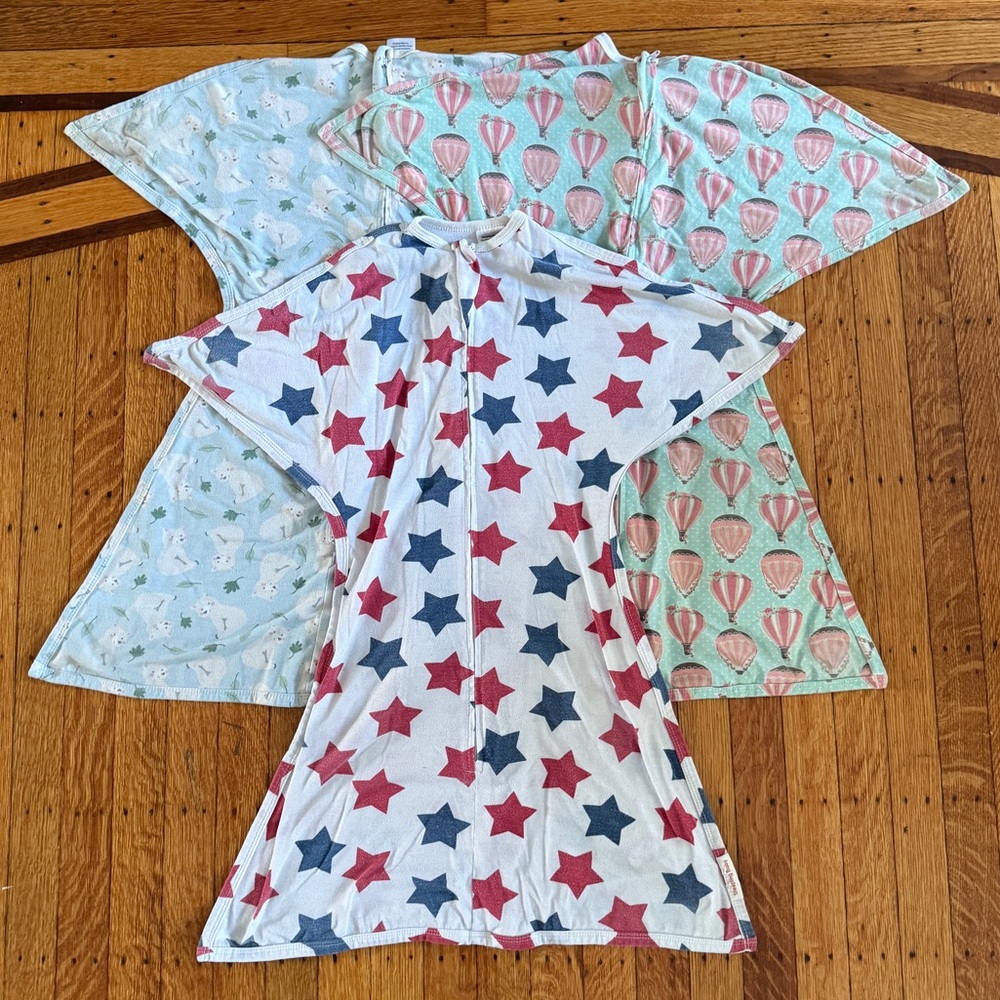 Set of 3 Sleeping Baby Zipadee-Zip Transition Swaddle Sleep Sack Assorted Prints